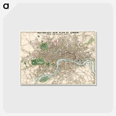 アートポストカード-Whitbread's new plan of London - アンティーク地図 Postcard.