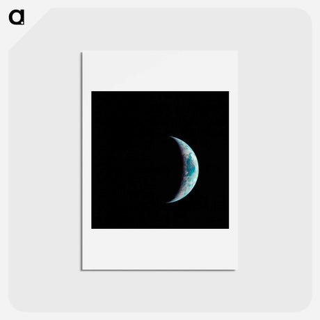 アートポストカード-Earth's Sphere Illuminated - アポロ月面着陸 Postcard.