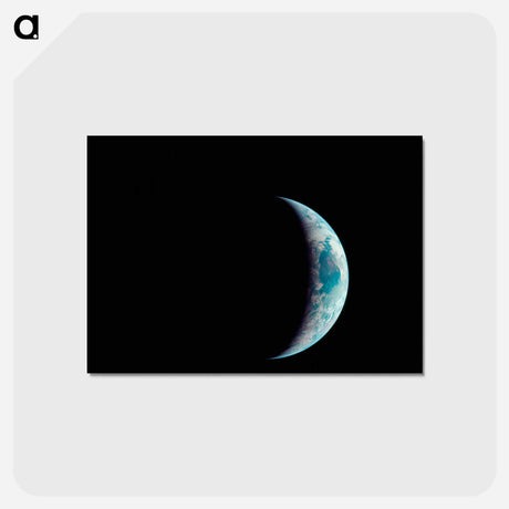 アートポストカード-Earth's Sphere Illuminated - アポロ月面着陸 Postcard.