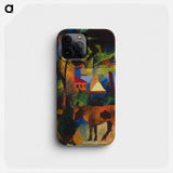 Landscape with Cows, Sailboat, and Painted-in Figures - オーガスト マッケ Phone Case.