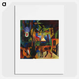 Landscape with Cows, Sailboat, and Painted-in Figures - オーガスト マッケ Poster.