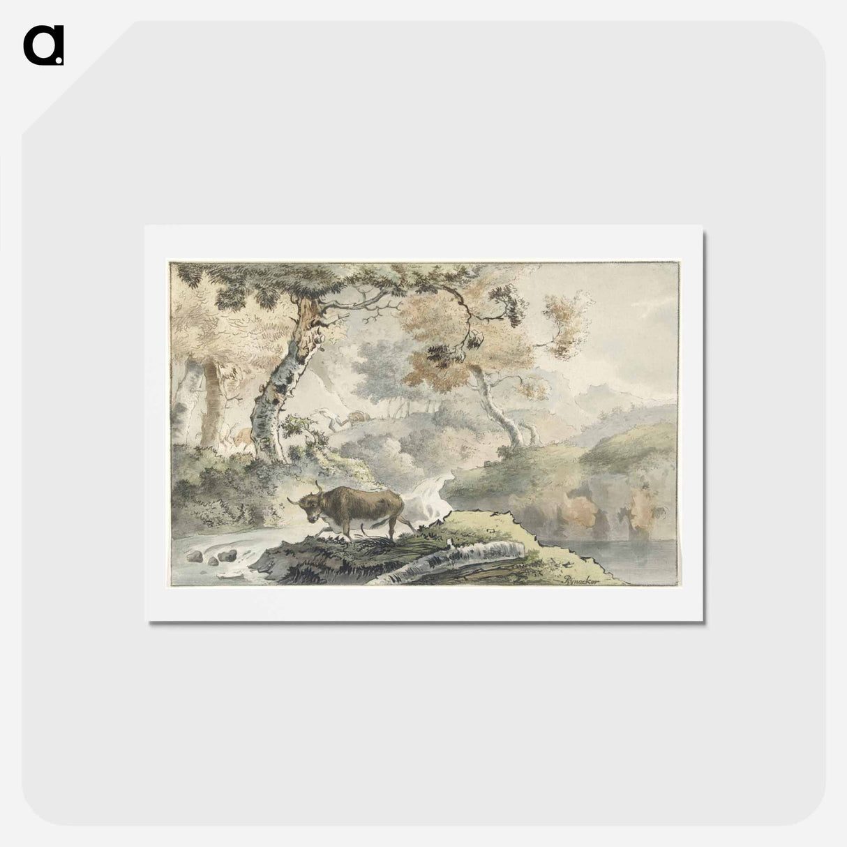 アートポストカード-Boslandschap met stier
 - コルネリス プロース ファン アムステル Postcard.