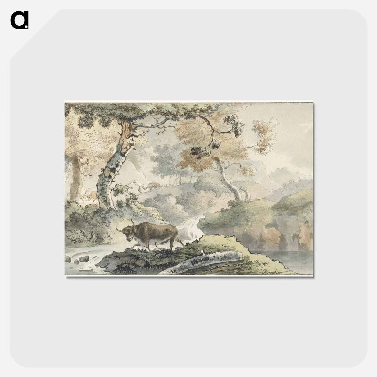 アートポストカード-Boslandschap met stier
 - コルネリス プロース ファン アムステル Postcard.