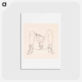 アートポストカード-Reclining Nude with Boots - エゴン シーレ Postcard.