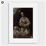 Saint Francis and Brother Leo Meditating on Death - エル グレコ Poster.
