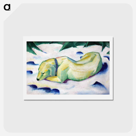 アートポストカード-Dog Lying in the Snow - フランツ マルク Postcard.