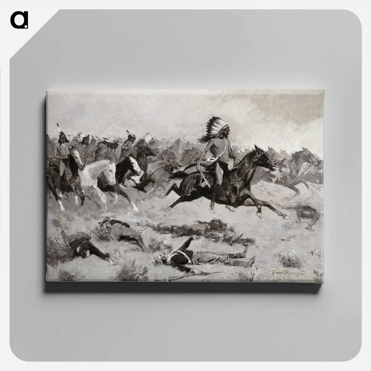 アートパネル-Rushing Red Lodges Passed through the Line
 - フレデリック レミントン Canvas.