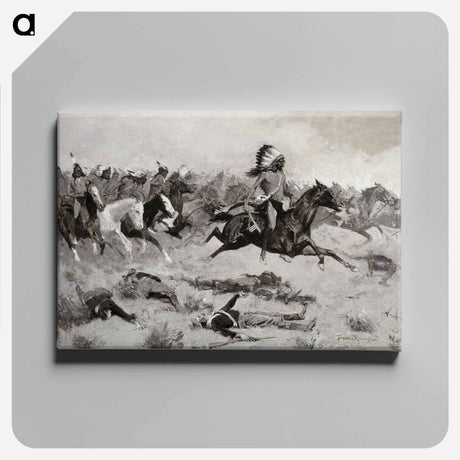 アートパネル-Rushing Red Lodges Passed through the Line
 - フレデリック レミントン Canvas.