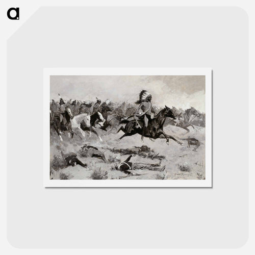 Rushing Red Lodges Passed through the Line
 - Frederic Remington Postcard.