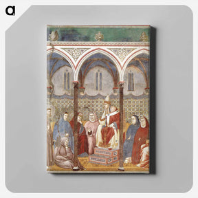 アートパネル-St. Francis Preaching a Sermon to Pope Honorius III - ジョット ディ ボンドーネ Canvas.