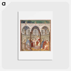 アートポストカード-St. Francis Preaching a Sermon to Pope Honorius III - ジョット ディ ボンドーネ Postcard.