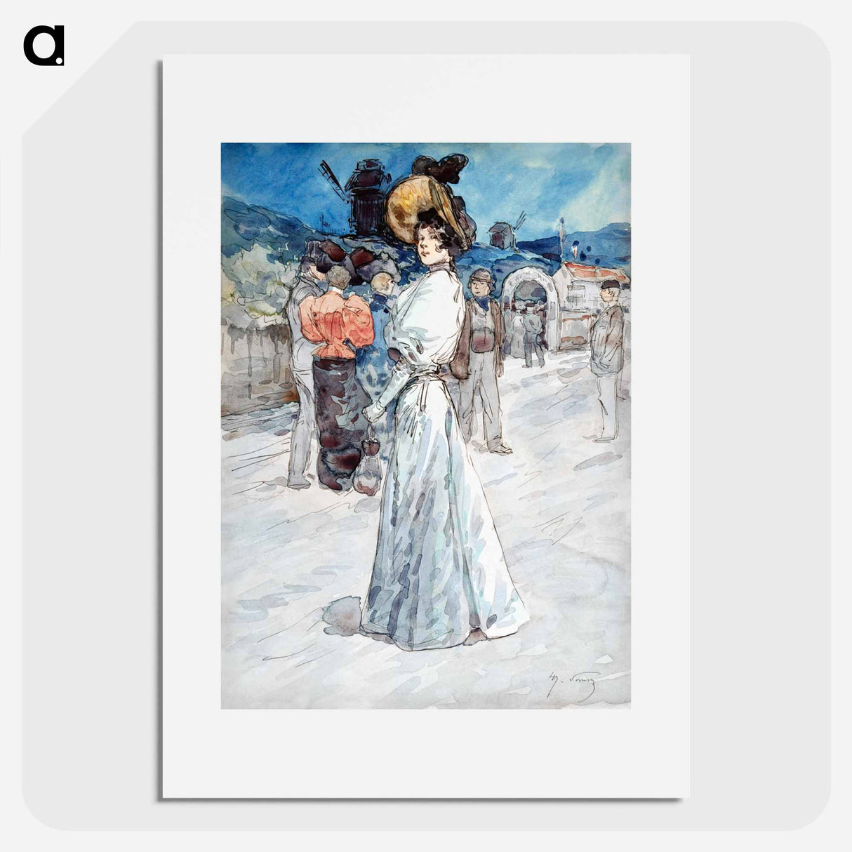 A Parisienne Outside the Moulin de la Galette - アンリ ソム Poster.