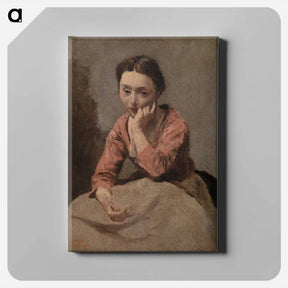 アートパネル-Pensive Young Woman
 - ジャン バティスト カミーユ コロー Canvas.