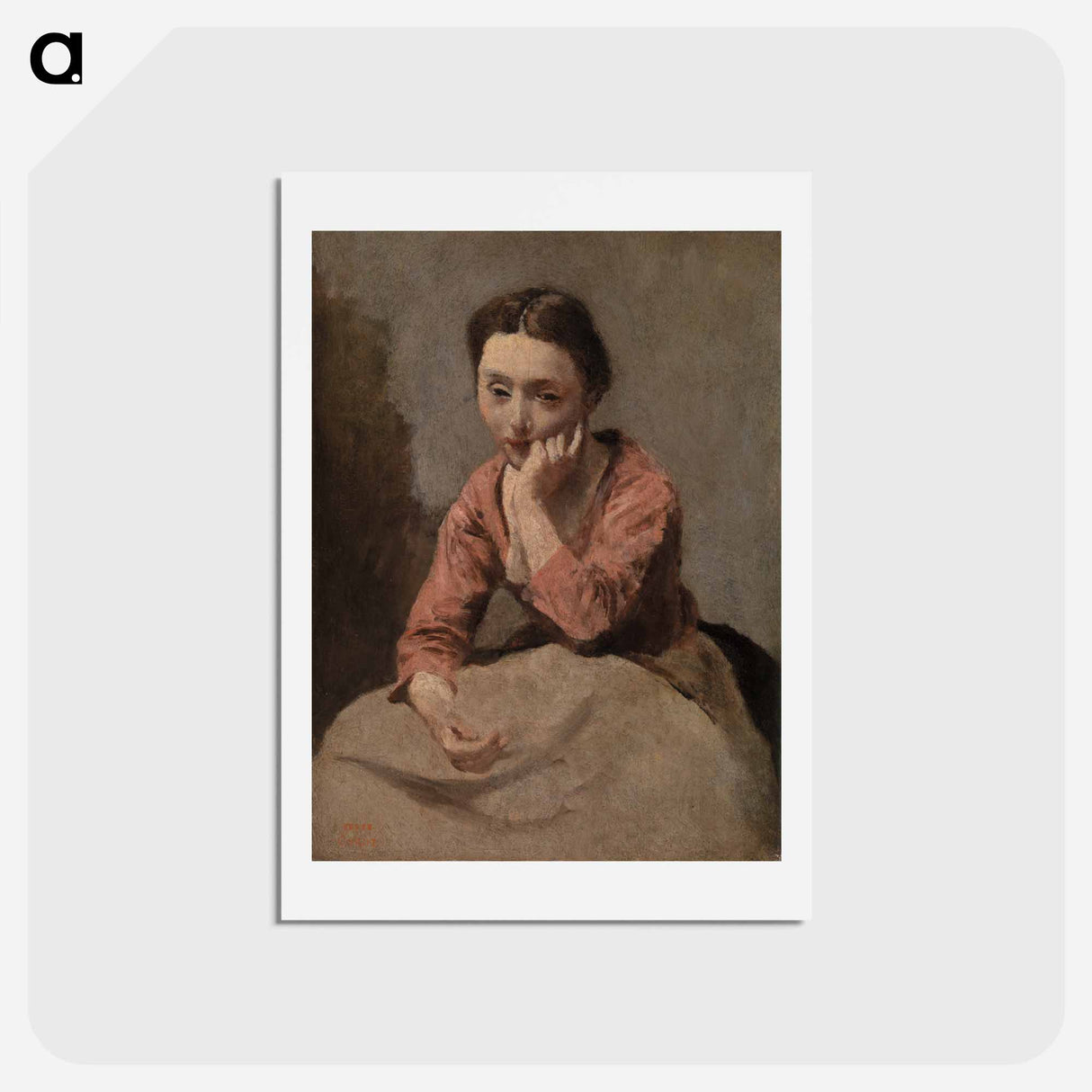 アートポストカード-Pensive Young Woman
 - ジャン バティスト カミーユ コロー Postcard.