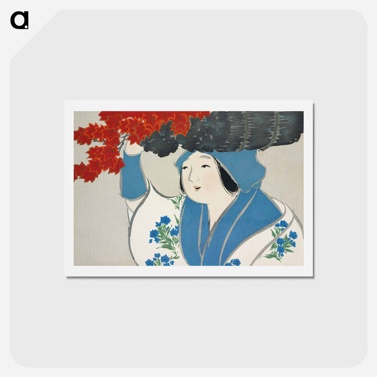 アートポストカード-Woman from Momoyogusa–Flowers of a Hundred Generations - 神坂 雪佳 Postcard.
