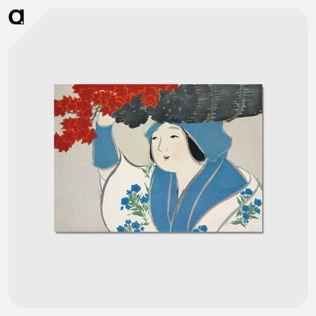 アートポストカード-Woman from Momoyogusa–Flowers of a Hundred Generations - 神坂 雪佳 Postcard.