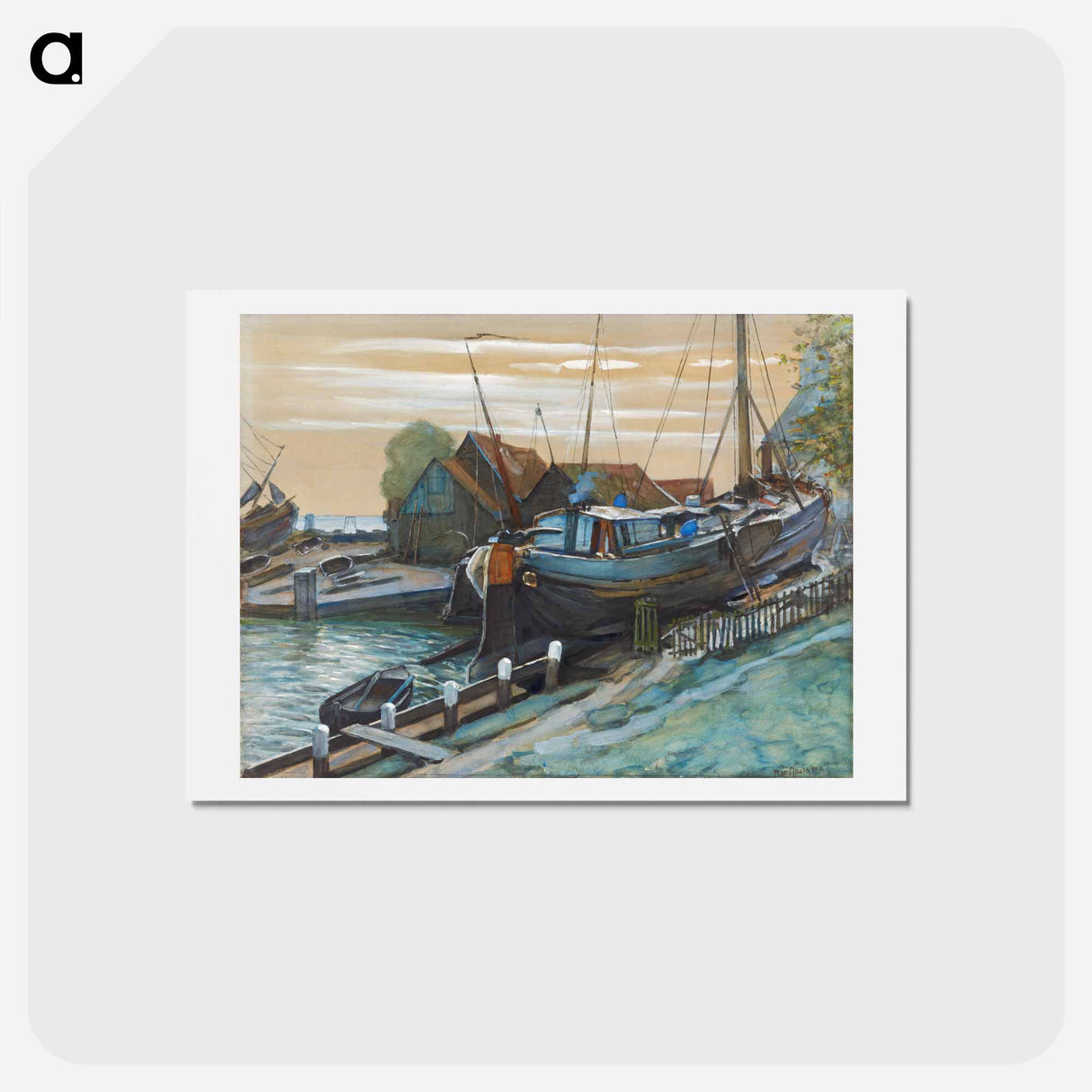 アートポストカード-Drydock at Durgerdam - ピエト モンドリアン Postcard.