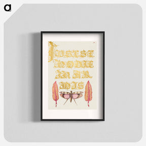 アートポスター-Chard Leaves and Red Winged Grasshopper from Mira Calligraphiae Monumenta
 - 書道のお手本 Poster.