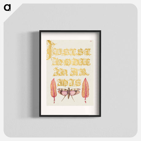 アートポスター-Chard Leaves and Red Winged Grasshopper from Mira Calligraphiae Monumenta
 - 書道のお手本 Poster.