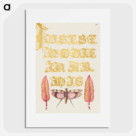 アートポスター-Chard Leaves and Red Winged Grasshopper from Mira Calligraphiae Monumenta
 - 書道のお手本 Poster.