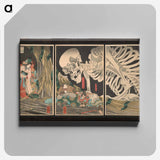 Mitsukuni Defying the Skeleton Specter - Utagawa Kuniyoshi Canvas.