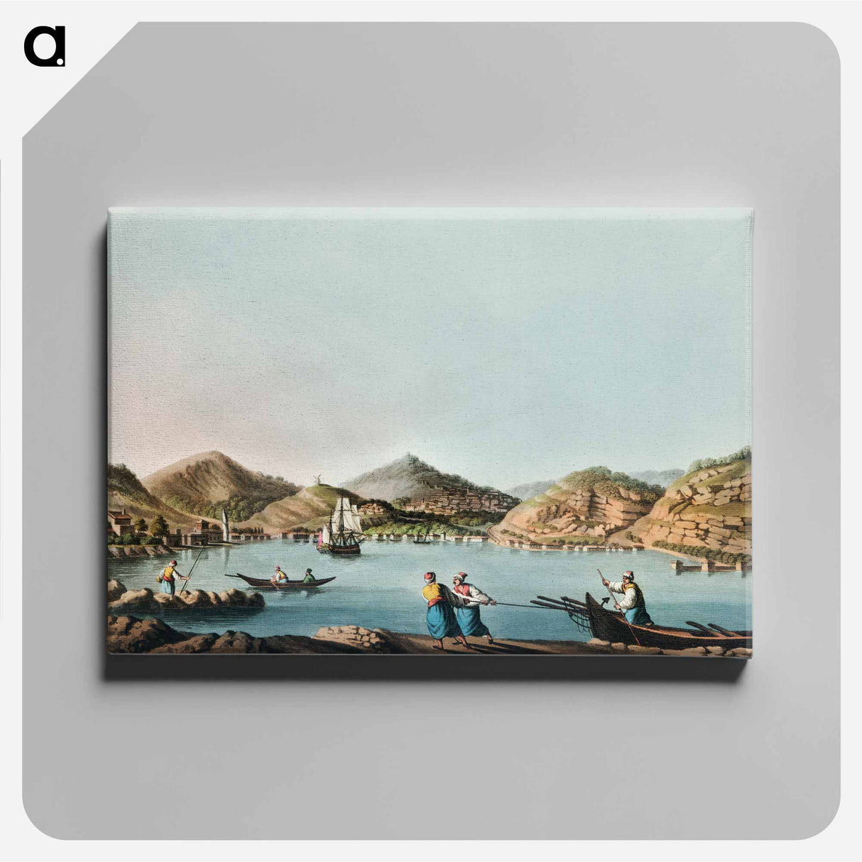 Western Harbour of the Island of Samos - View of the Ottoman Empire Canvas.