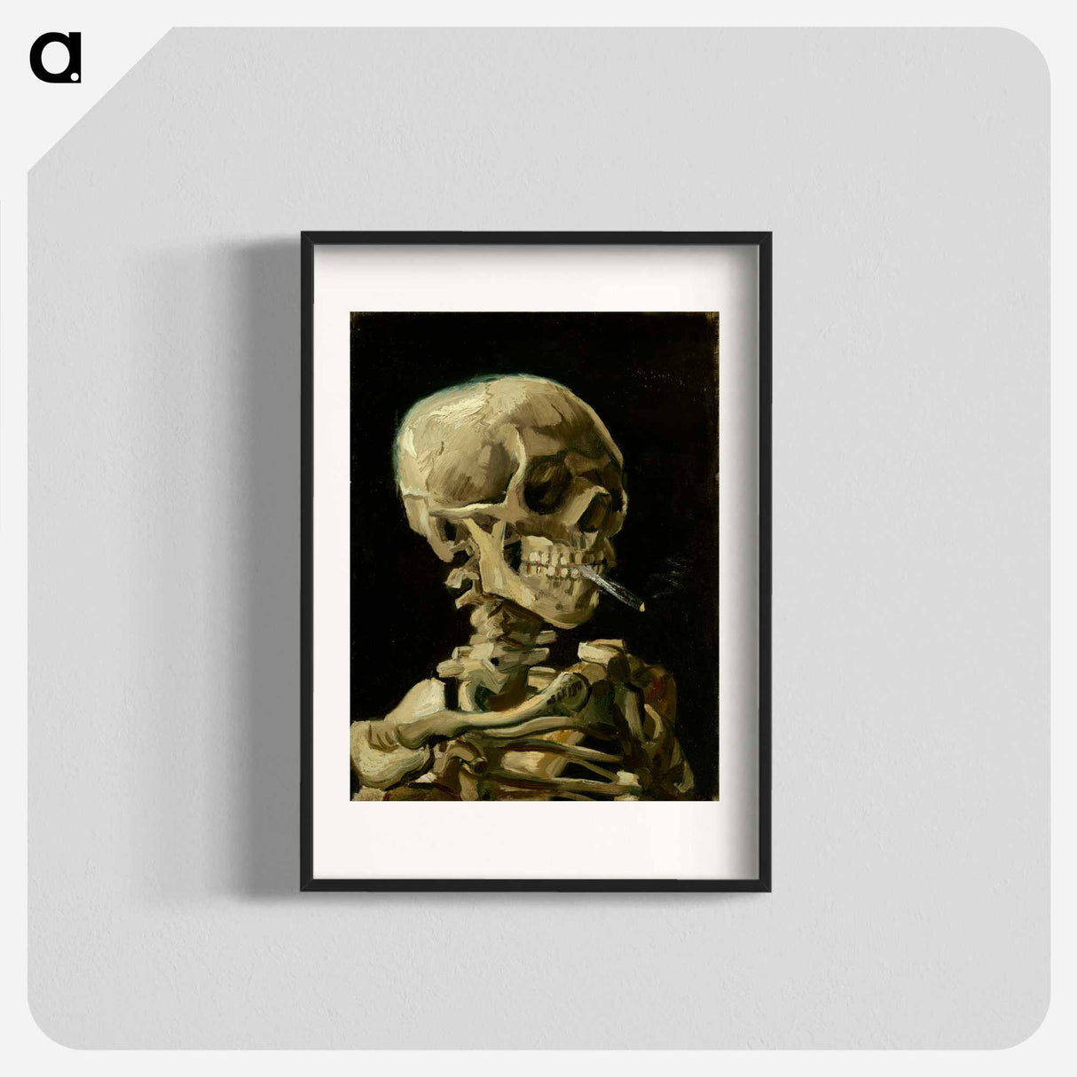 Head of a skeleton with a burning cigarette - Vincent van Gogh Poster.