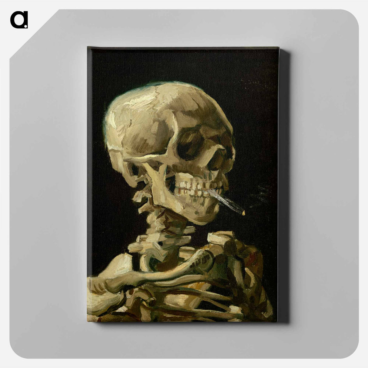 Head of a skeleton with a burning cigarette - フィンセント ファン ゴッホ Canvas.