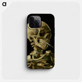 Head of a skeleton with a burning cigarette - フィンセント ファン ゴッホ Phone Case.