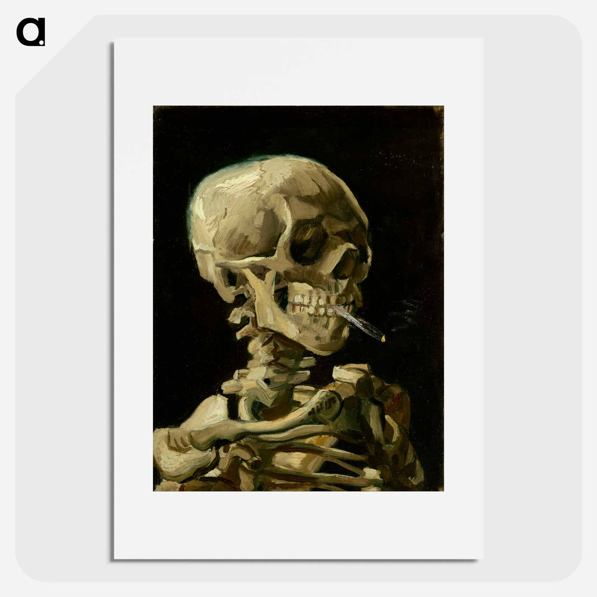 Head of a skeleton with a burning cigarette - Vincent van Gogh Poster.