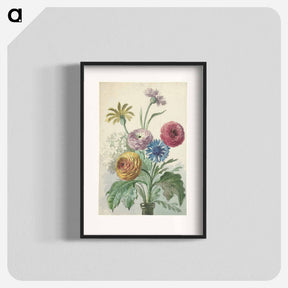 アートポスター-Boeket bloemen in de hals van een groene vaas - ウィレム ヴァン リーン Poster.