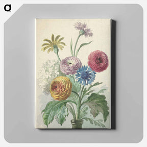 アートパネル-Boeket bloemen in de hals van een groene vaas - ウィレム ヴァン リーン Canvas.