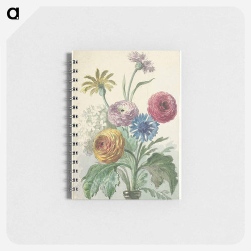 Boeket bloemen in de hals van een groene vaas - ウィレム ヴァン リーン Memo.