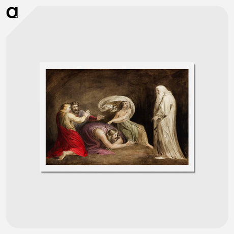 アートポストカード-Witch of Endor raising the spirit of Samuel - ウィリアム ブレイク Postcard.