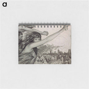 アートメモ帳-Woman with outstretched gesture and other spirits over townscape - ウワディスワフ テオドール ベンダ Memo.