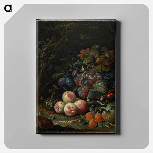 Dutch still life with fruit, foliage, and insects - エイブラハム ミニョン Canvas.