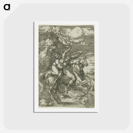 アートポストカード-The Abduction of Proserpine on a Unicorn - アルブレヒト デューラー Postcard.