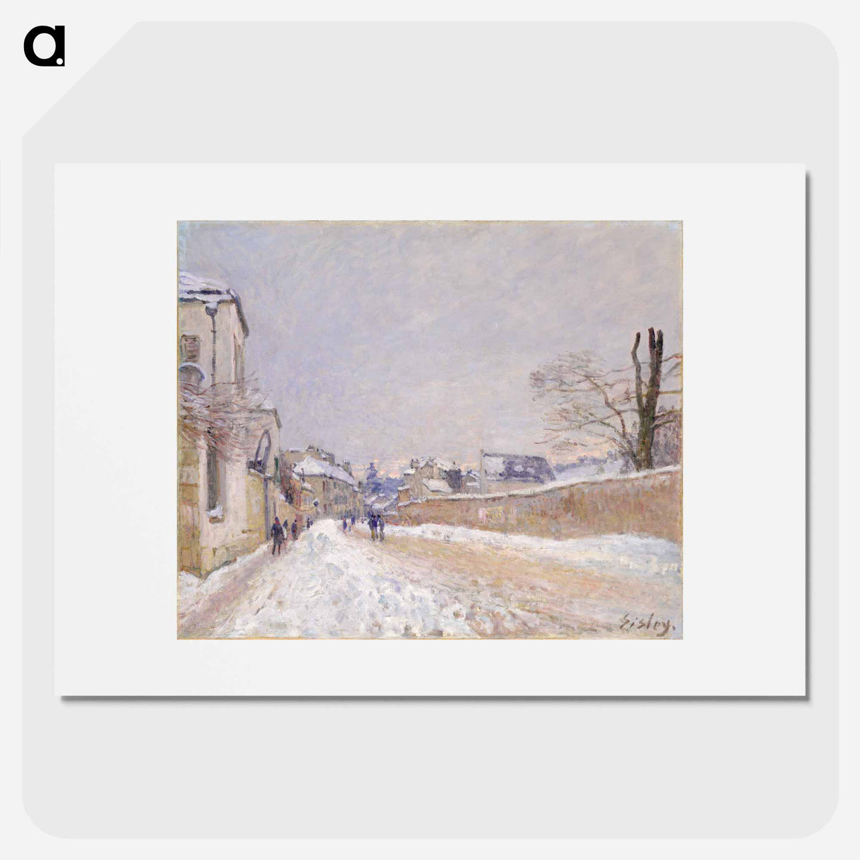 アートポスター-Rue Eugène Moussoir at Moret: Winter - アルフレッド シスレー Poster.