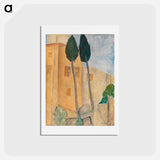 アートポストカード-Cypresses and Houses at Cagnes - アメデオ モディリアーニ Postcard.