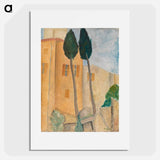 Cypresses and Houses at Cagnes - Amedeo Modigliani Poster.