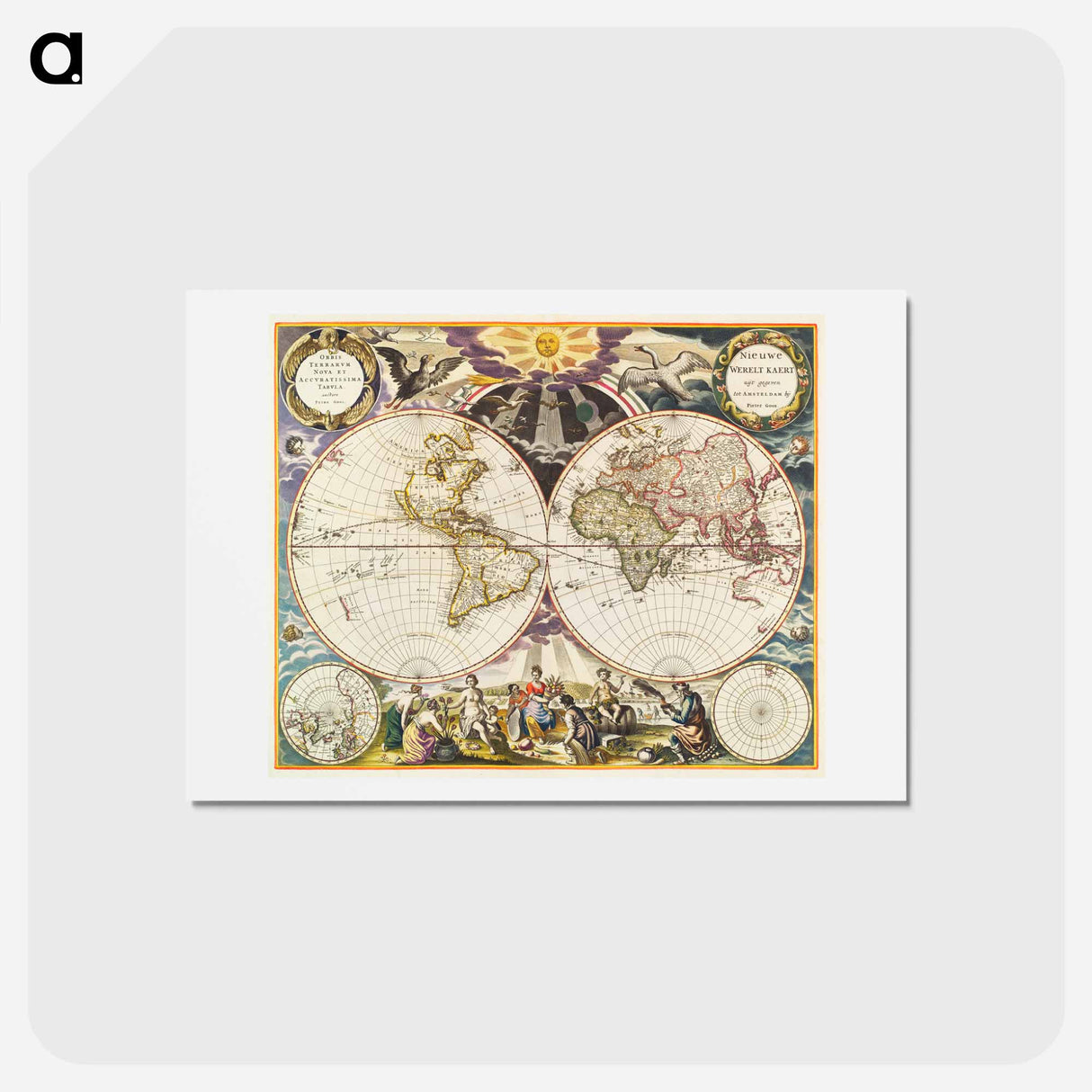 アートポストカード-Map of France, Spain, and Portugal; Switzerland in cantons; Island of Corsica - アンティーク地図 Postcard.