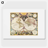 Map of France, Spain, and Portugal; Switzerland in cantons; Island of Corsica - アンティーク地図 Poster.