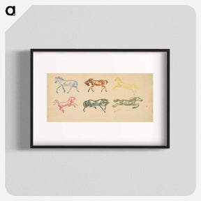 アートポスター-Sketched of galloping horses - アーノルド ピーター ワイズ クビンチャン Poster.