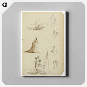 アートパネル-Study of heads, figures, and foliage - カスパー ダーヴィト フリードリヒ Canvas.