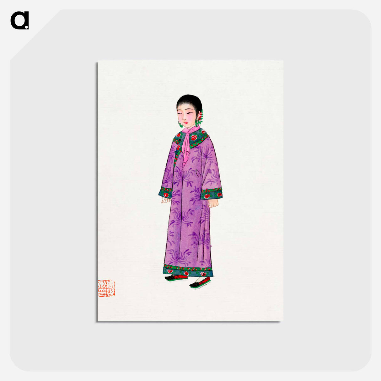 アートポストカード-Woman in Purple Manchu Robe
 - 中国の衣装 Postcard.