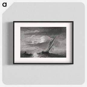 アートポスター-Seascape with Full Moon
 - コルネリス プロース ファン アムステル Poster.