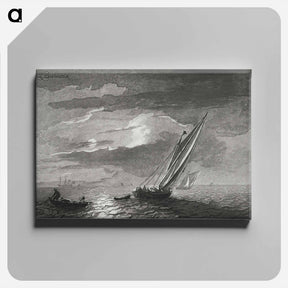 アートパネル-Seascape with Full Moon
 - コルネリス プロース ファン アムステル Canvas.