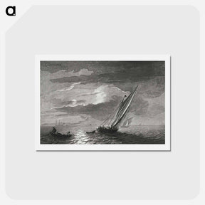 アートポストカード-Seascape with Full Moon
 - コルネリス プロース ファン アムステル Postcard.