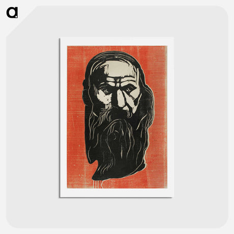 アートポストカード-Head of an Old Man with Beard - エドヴァルド ムンク Postcard.