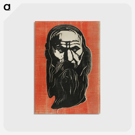 アートポストカード-Head of an Old Man with Beard - エドヴァルド ムンク Postcard.